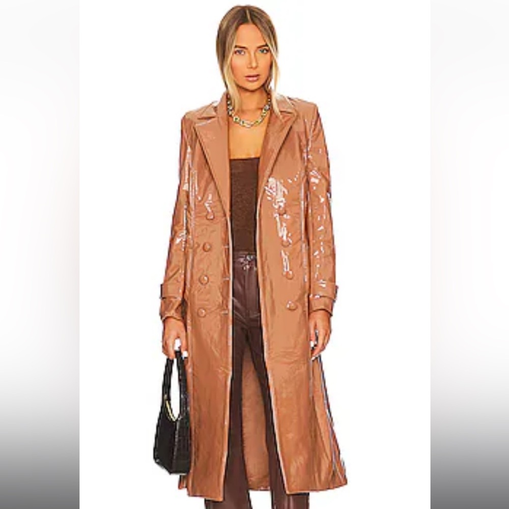 Bardot Hi-Shine Brown Trench Coat